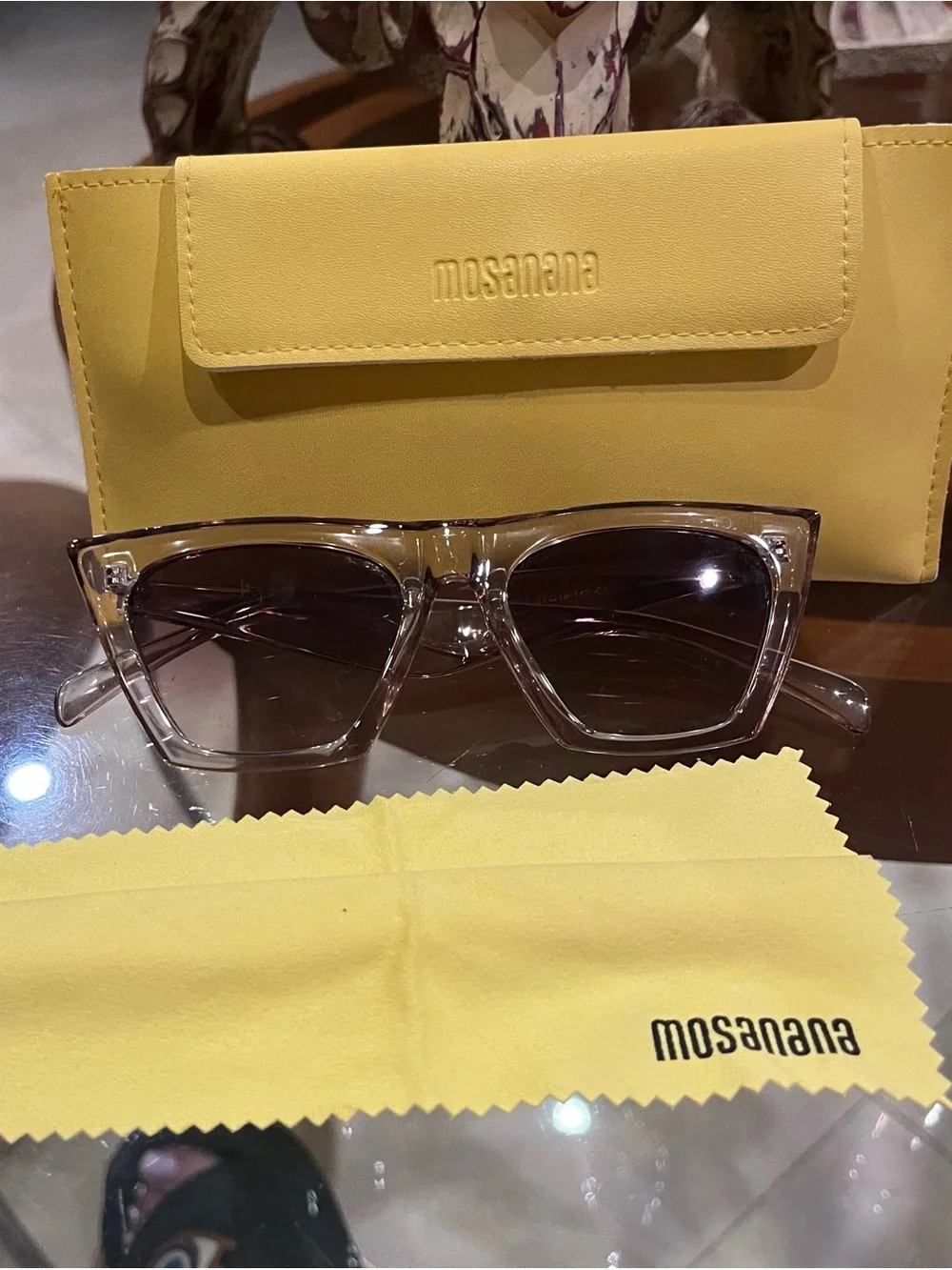 Women's Clear Frame Sunglasses with Brown Lenses